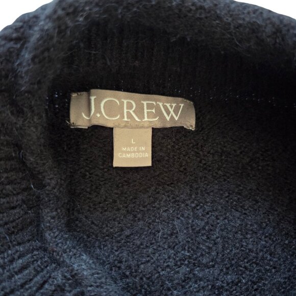 J Crew Sweater Women Large Black Merino Wool Cozy Relaxed Fit Classic Cowl Neck - Picture 4 of 9